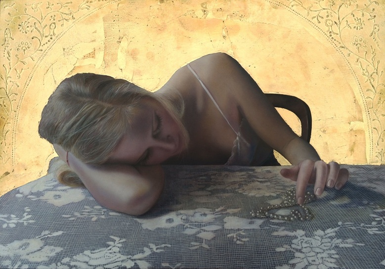 The Broken Thread, 2015 – Oil on Panel, 31 x 44 cm – Ginny Page